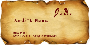 Janák Manna névjegykártya